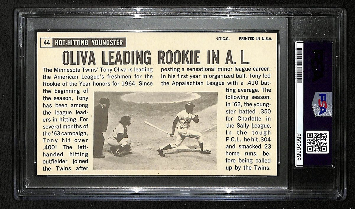 Tony Oliva HOF Signed/Autograph 1964 Topps Giants Card #44 Twins PSA/DNA 201319