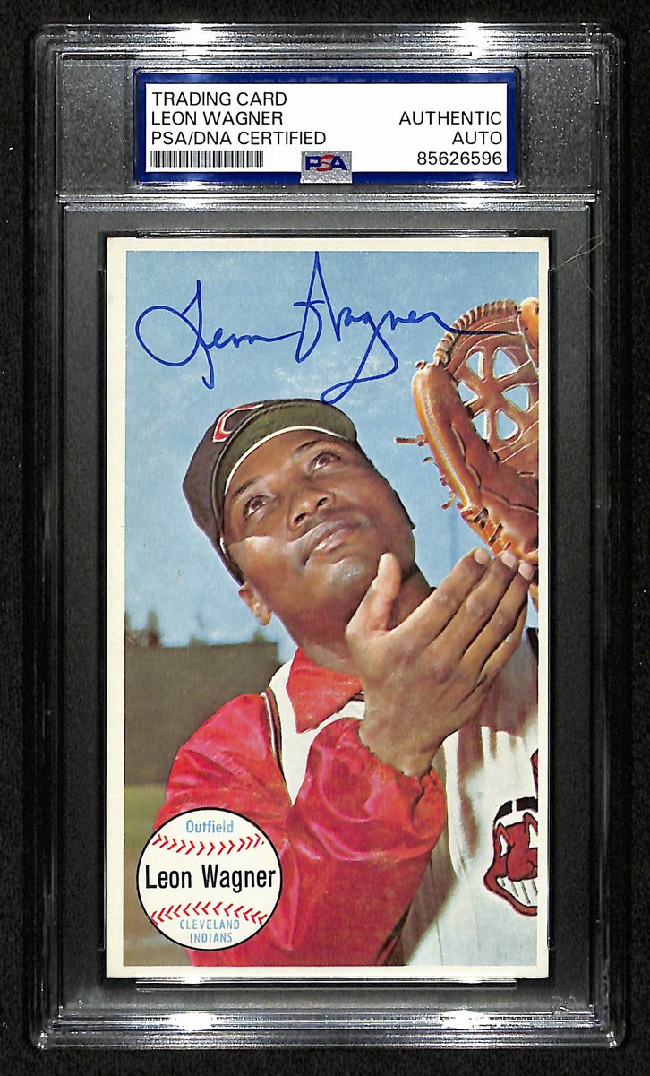Leon Wagner Signed/Autographed 1964 Topps Giants Card #54 Indians PSA/DNA 201320