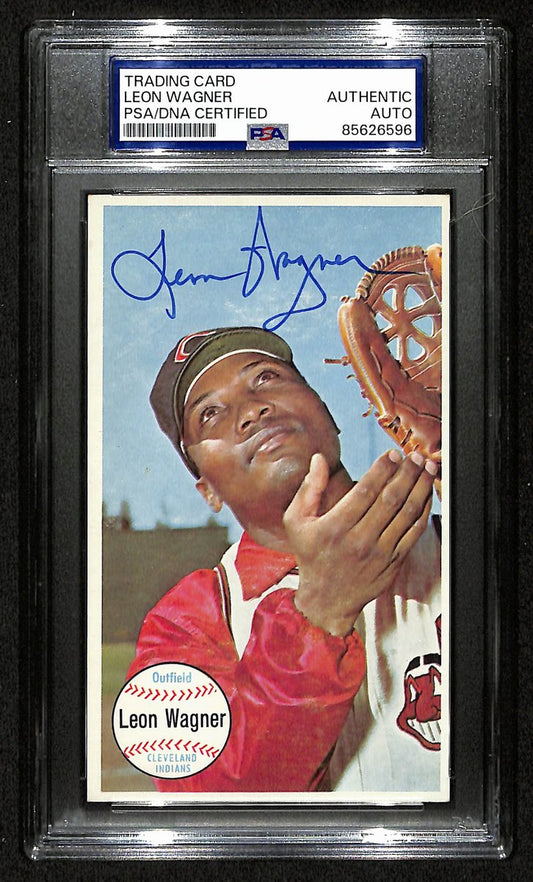 Leon Wagner Signed/Autographed 1964 Topps Giants Card #54 Indians PSA/DNA 201320