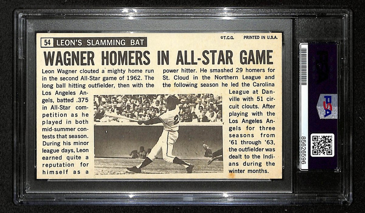 Leon Wagner Signed/Autographed 1964 Topps Giants Card #54 Indians PSA/DNA 201320