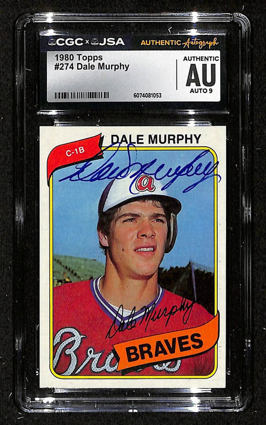 Dale Murphy Signed/Auto 1980 TOPPS Card #274 Braves CGC/JSA MINT 9 200642