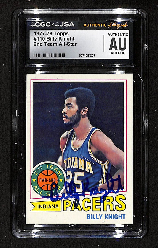 Billy Knight HOF Signed 1977-78 TOPPS Card #110 Pacers CGC/JSA 200654