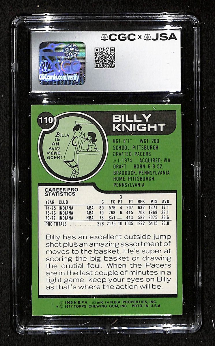 Billy Knight HOF Signed 1977-78 TOPPS Card #110 Pacers CGC/JSA 200654