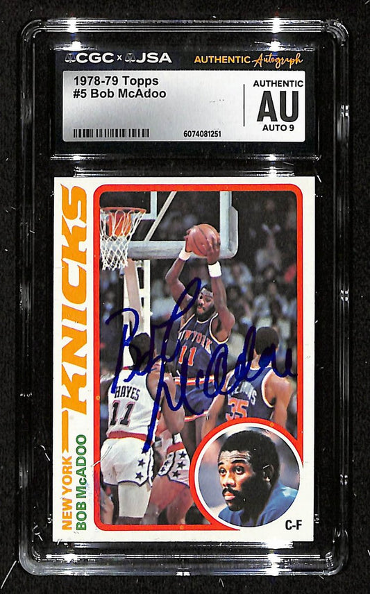 Bob McAdoo HOF Signed 1978-79 TOPPS Card #5 New York Nicks CGC/JSA 200657