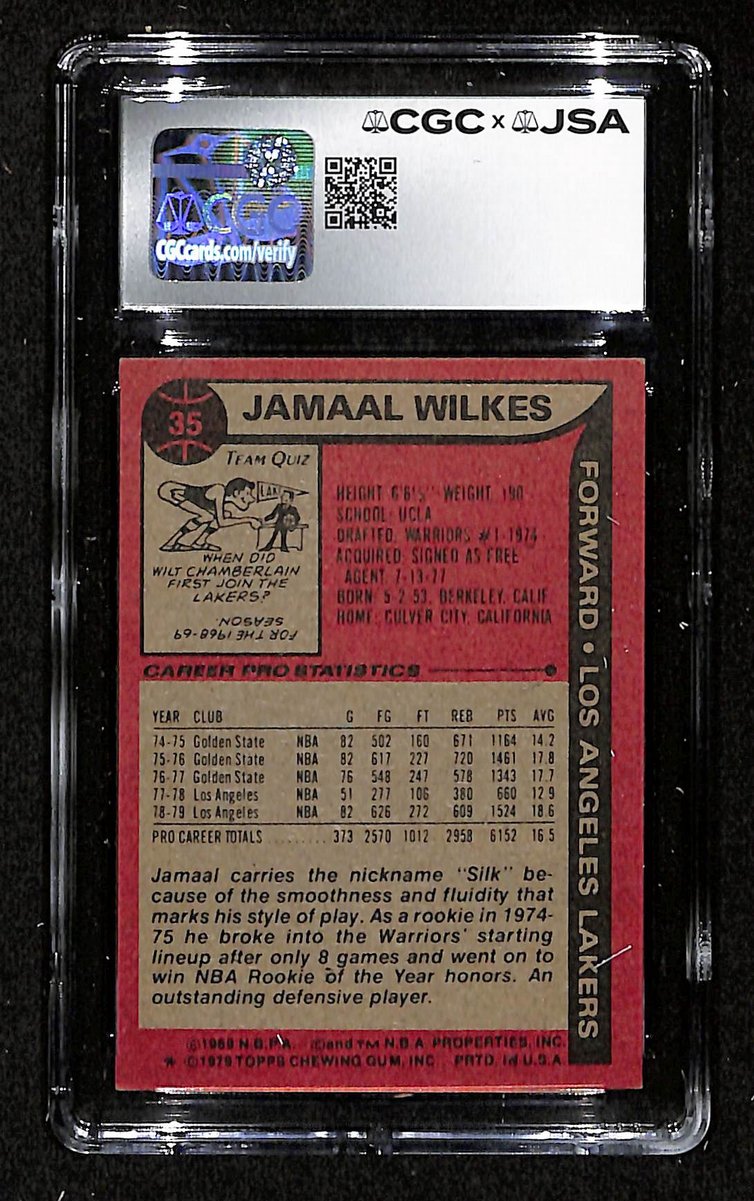Jamaal Wilkes HOF Signed/Inscr 1979-80 TOPPS Card #35 Lakers CGC/JSA 200658