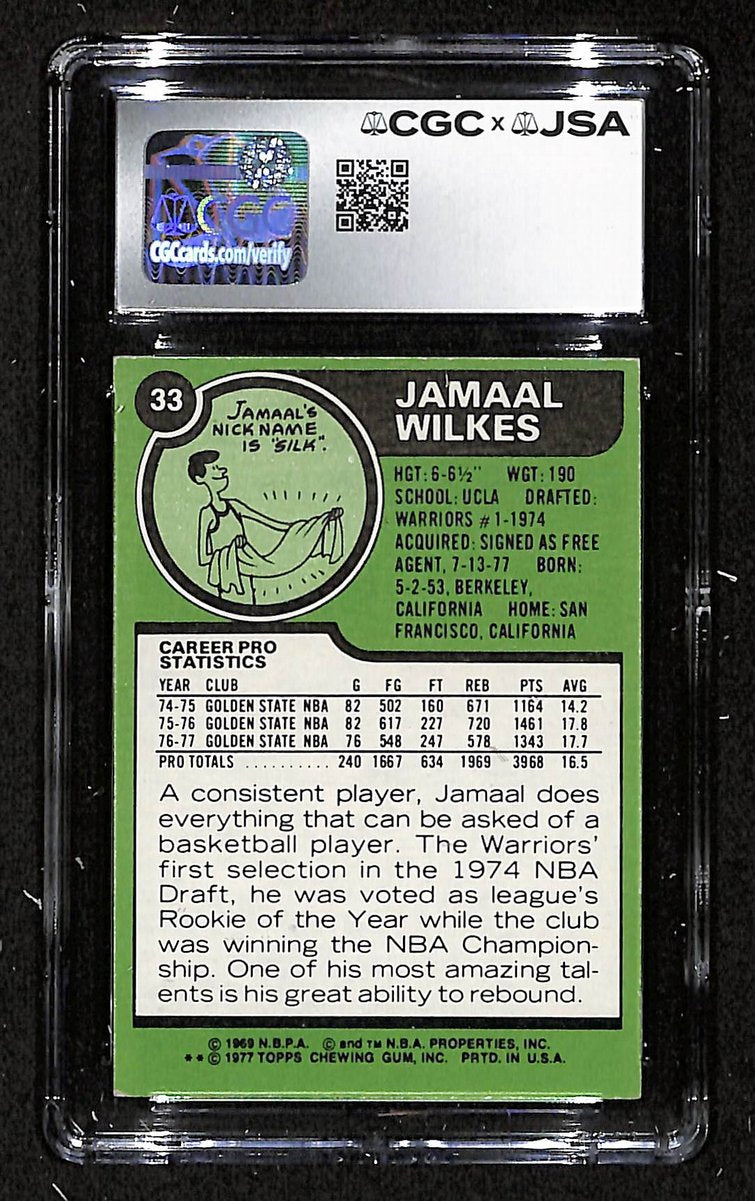 Jamaal Wilkes HOF Signed 1977-78 TOPPS Card #33 Lakers CGC/JSA 200660