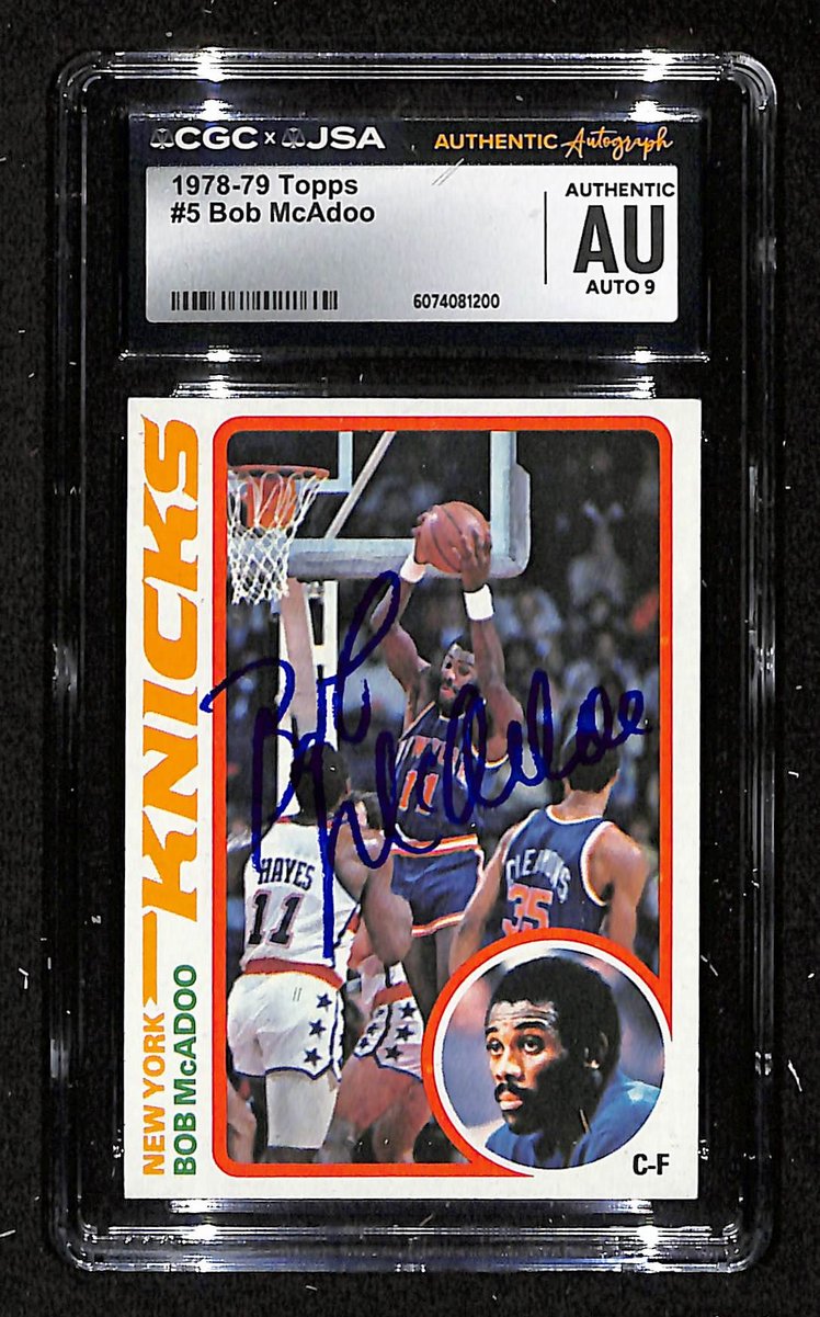 Bob McAdoo HOF Signed 1978-79 TOPPS Card #5 New York Nicks CGC/JSA 200662