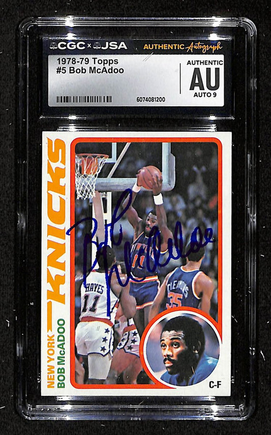 Bob McAdoo HOF Signed 1978-79 TOPPS Card #5 New York Nicks CGC/JSA 200662