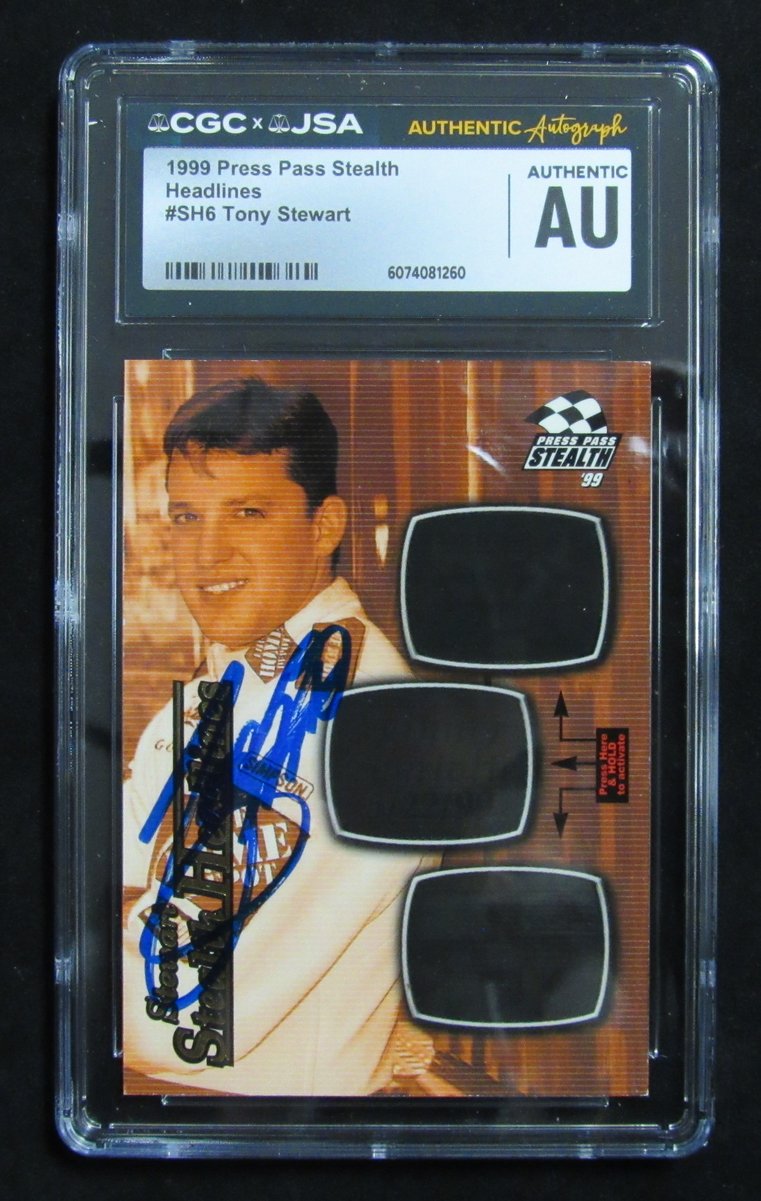 Tony Stewart Signed 1999 Press Pass Stealth Card #SH6 CGC/JSA 200664