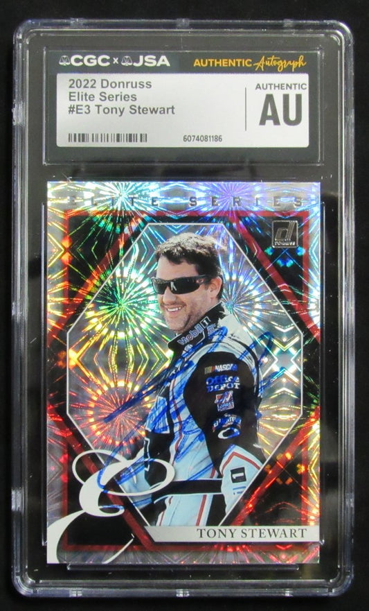 Tony Stewart Signed/Autographed 2022 Donruss Elite Card #E3 CGC/JSA 200667