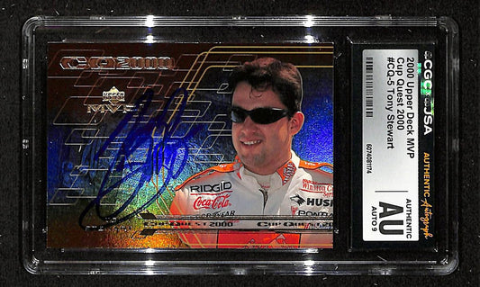Tony Stewart Signed/Auto 2000 Upper Deck MVP Card #CQ-5 CGC/JSA 200671