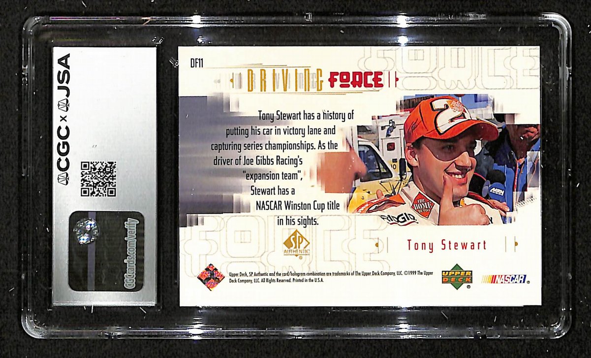 Tony Stewart Signed/Auto 1999 SP Authentic Card #DF-11 CGC/JSA 200672