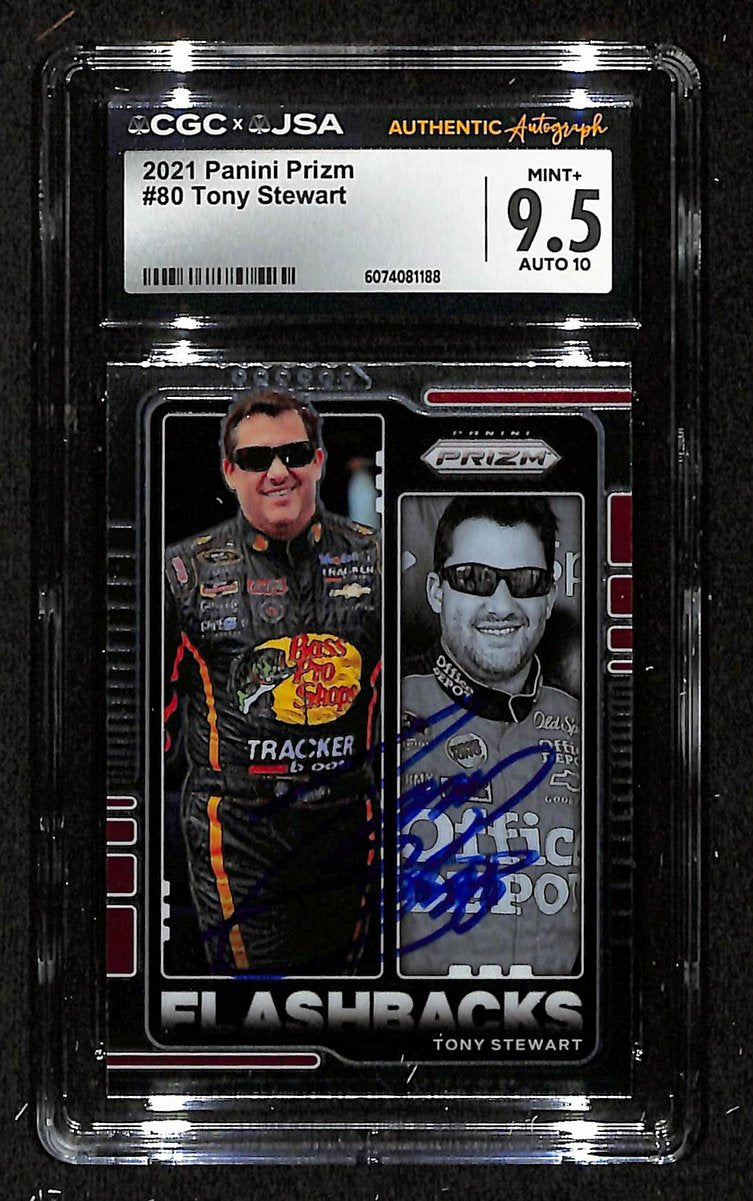 Tony Stewart Signed/Autographed 2021 Panini Prizm Card #80 CGC/JSA 200675