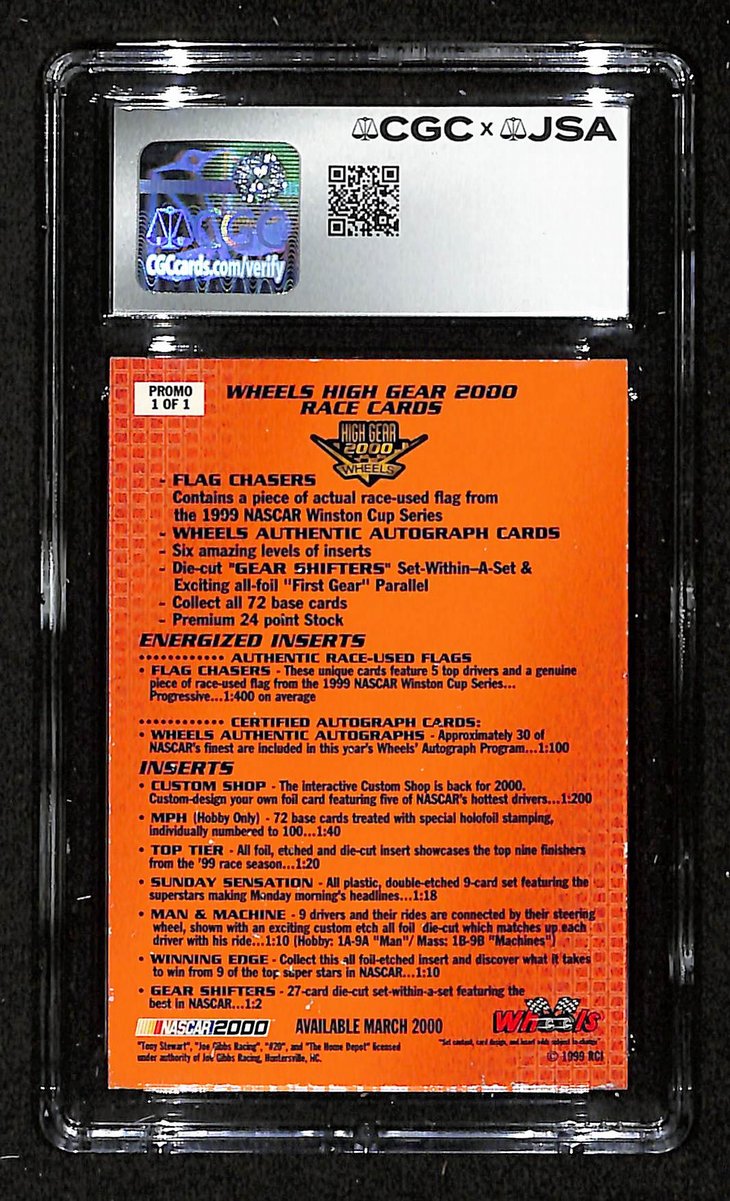 Tony Stewart Signed/Autographed 2000 Wheels High Gear Card #1 CGC/JSA 200676