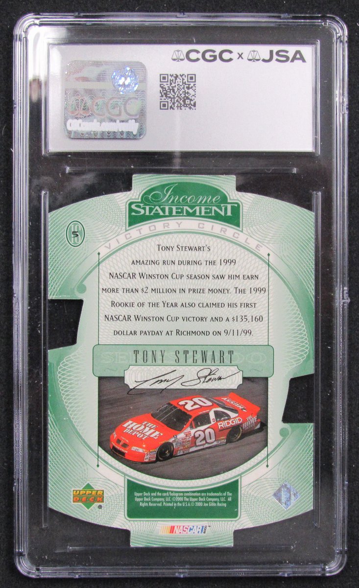 Tony Stewart Signed/Auto 2000 Upper Deck Victory Circle Card #IS5 CGC/JSA 200679
