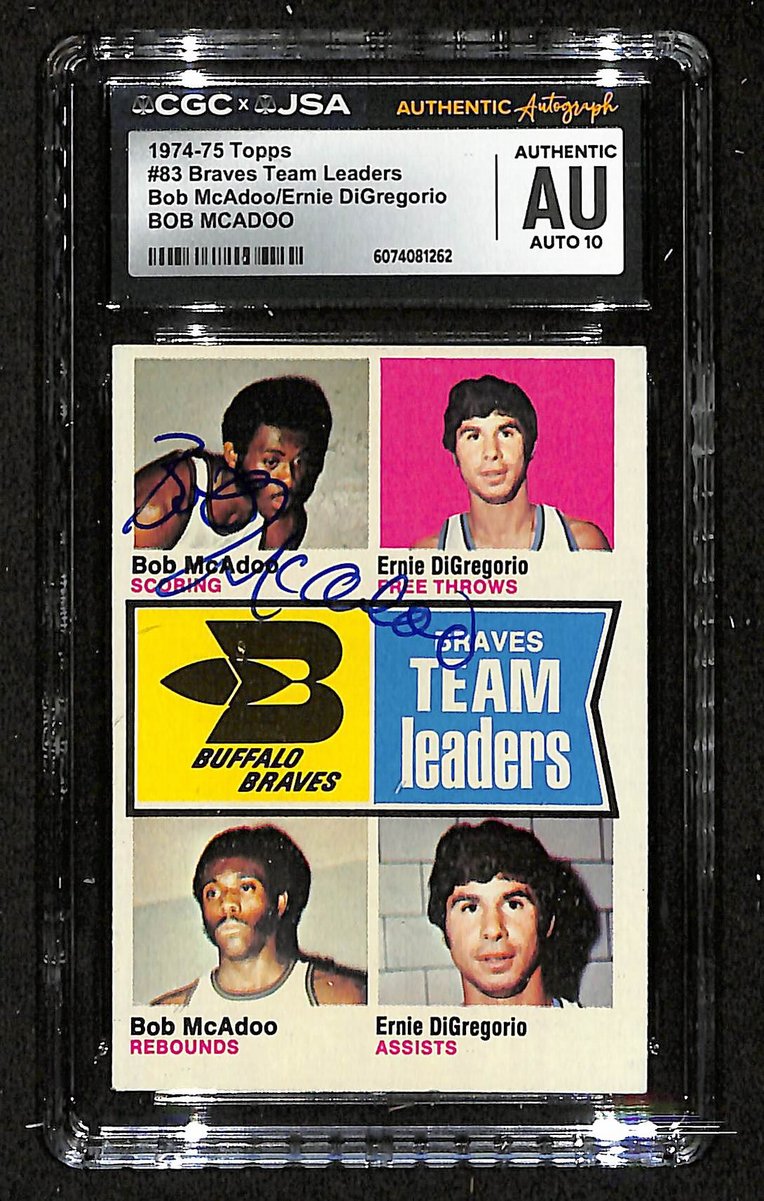 Bob McAdoo HOF Signed 1974-75 TOPPS Card #83 Buffalo Braves CGC/JSA 200683