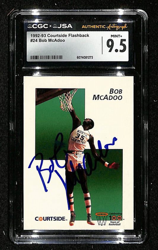 Bob McAdoo HOF Signed 1992-93 Courtside Card #24 North Carolina CGC/JSA 200684