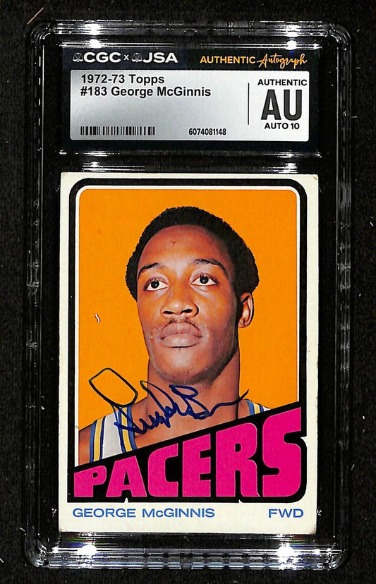 George McGinnis HOF Signed 1972-73 TOPPS RC Card #183 Pacers CGC/JSA 200685
