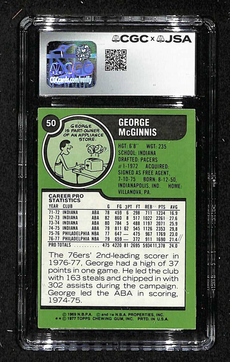 George McGinnis HOF Signed/Auto 1977-78 TOPPS Card #50 76ers CGC/JSA 200686