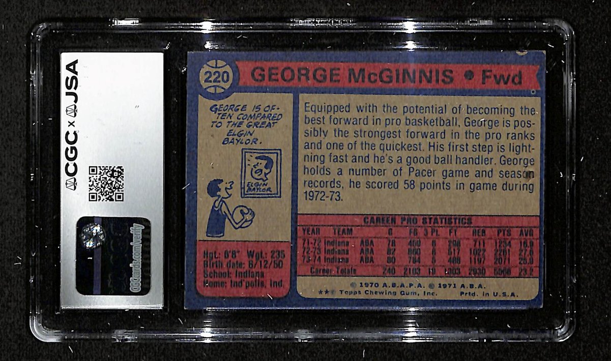 George McGinnis HOF Signed 1974-75 TOPPS Card #220 Pacers CGC/JSA 200687