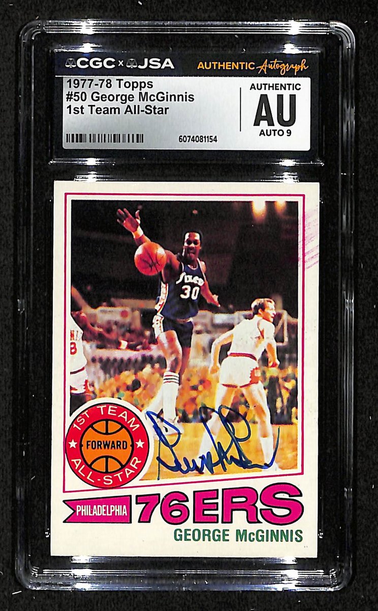George McGinnis HOF Signed/Auto 1977-78 TOPPS Card #50 76ers CGC/JSA 200690