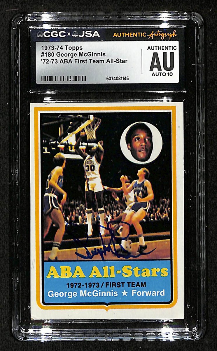 George McGinnis HOF Signed 1973-74 TOPPS Card #180 Pacers CGC/JSA 200696