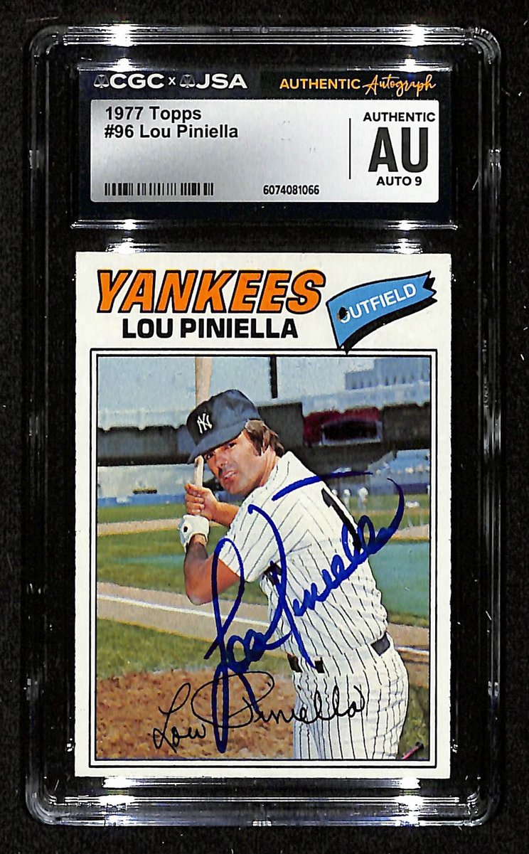 Lou Piniella Signed/Auto 1977 TOPPS Card #96 Yankees CGC/JSA MINT 9 200697