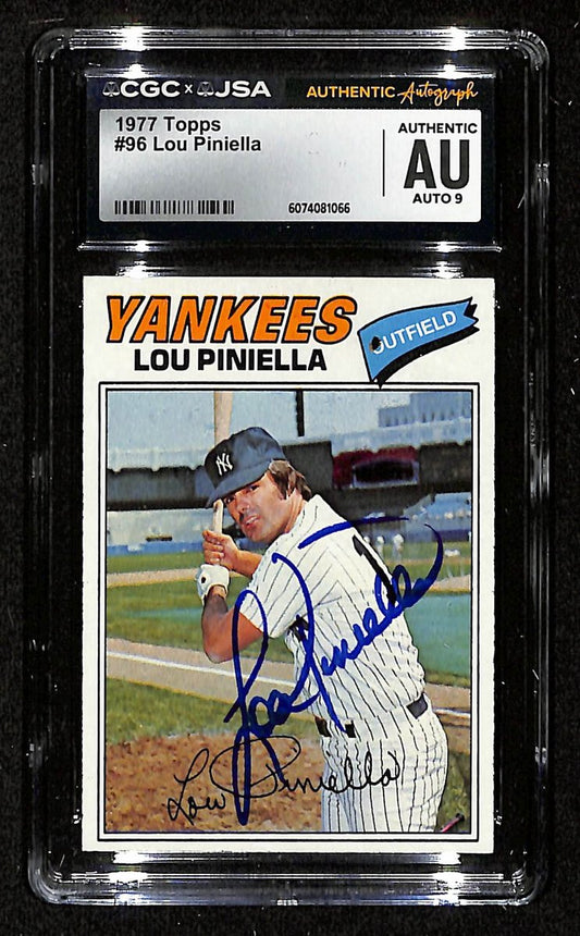 Lou Piniella Signed/Auto 1977 TOPPS Card #96 Yankees CGC/JSA MINT 9 200697