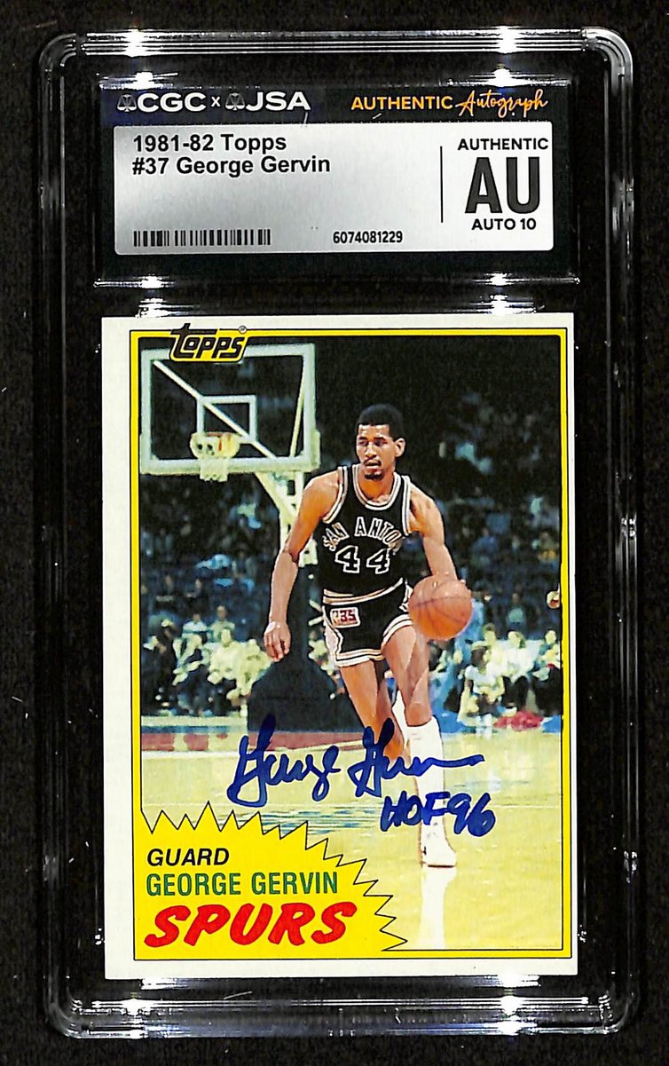 George Gervin HOF Signed/Auto 1981-82 TOPPS Card #37 Spurs CGC/JSA 200699