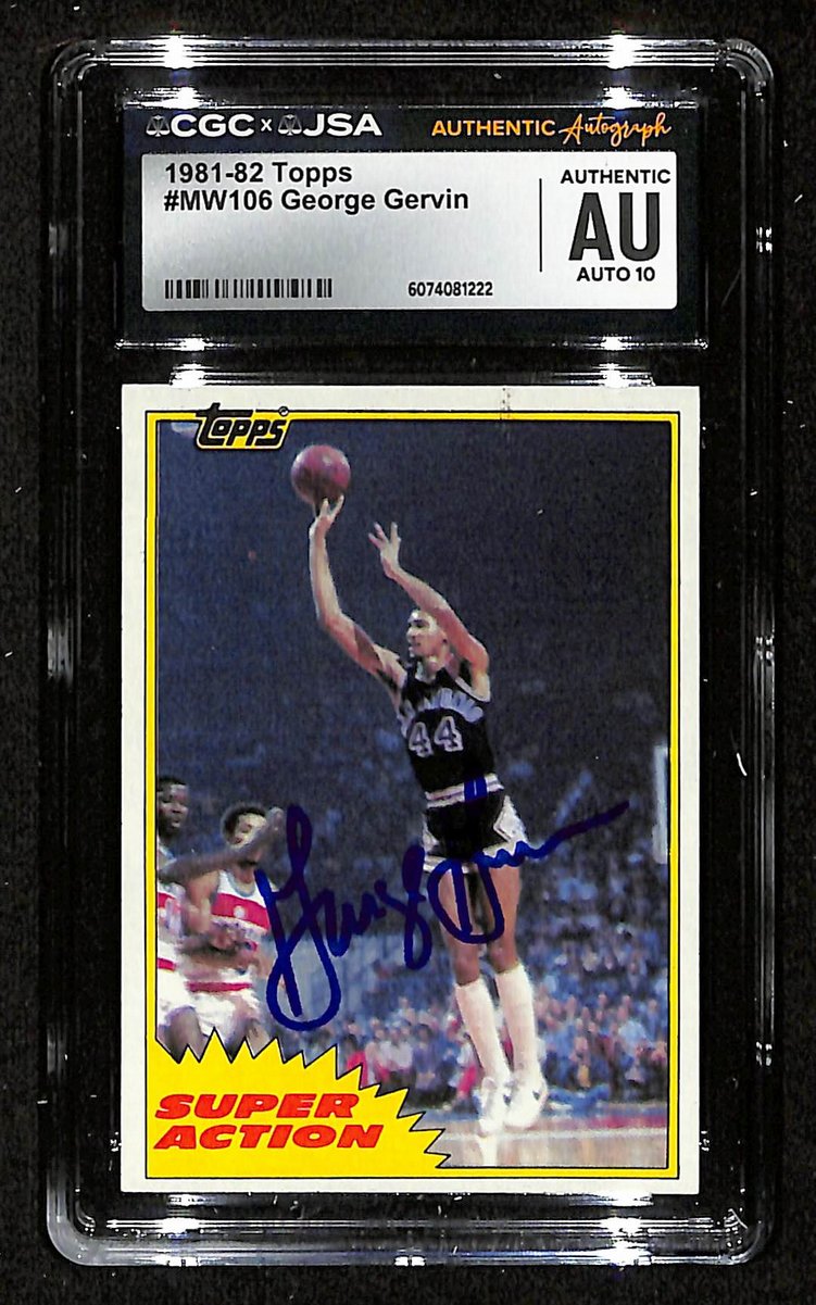 George Gervin HOF Signed/Auto 1981-82 TOPPS Card #MW106 Spurs CGC/JSA 200702