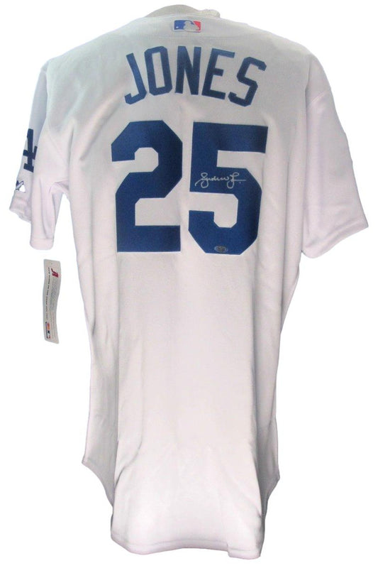 Andruw Jones Signed Majestic 50th Anniv. Baseball Jersey Dodgers Steiner 201041