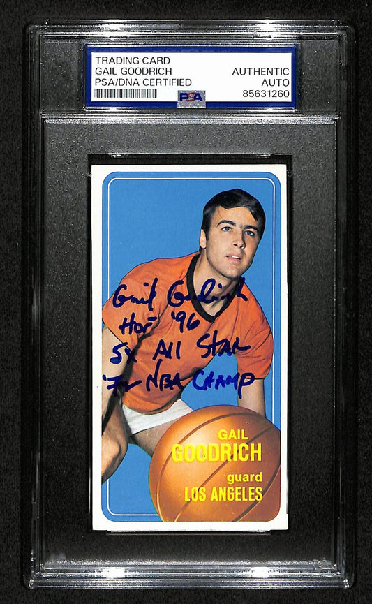 Gail Goodrich HOF Signed/Inscr 1970-71 TOPPS Card #93 Lakers PSA/DNA 201332