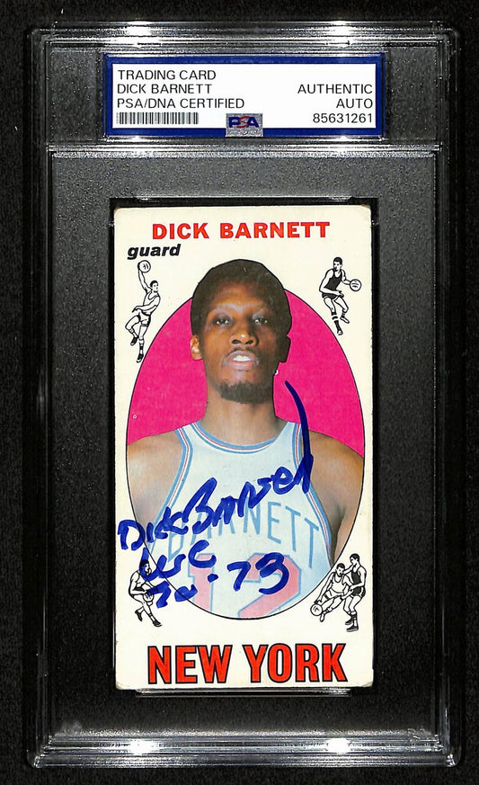 Dick Barnett HOF Signed/Inscr 1969-70 TOPPS RC Card #18 Knicks PSA/DNA 201338