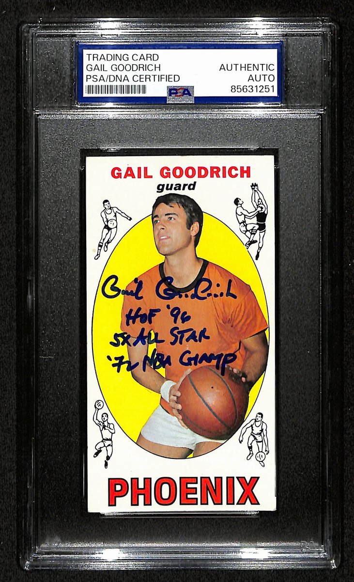 Gail Goodrich HOF Signed/Inscr 1969-70 TOPPS RC Card #2 Suns PSA/DNA 201340