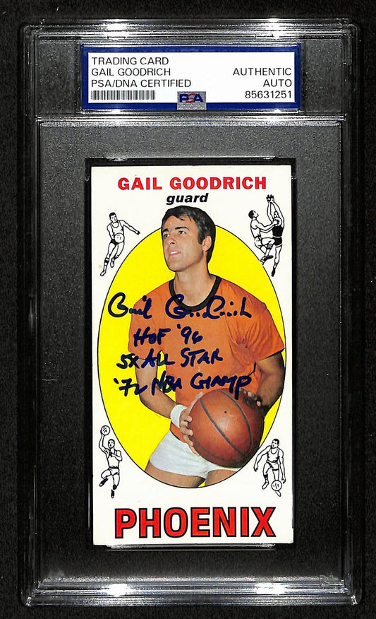 Gail Goodrich HOF Signed/Inscr 1969-70 TOPPS RC Card #2 Suns PSA/DNA 201340