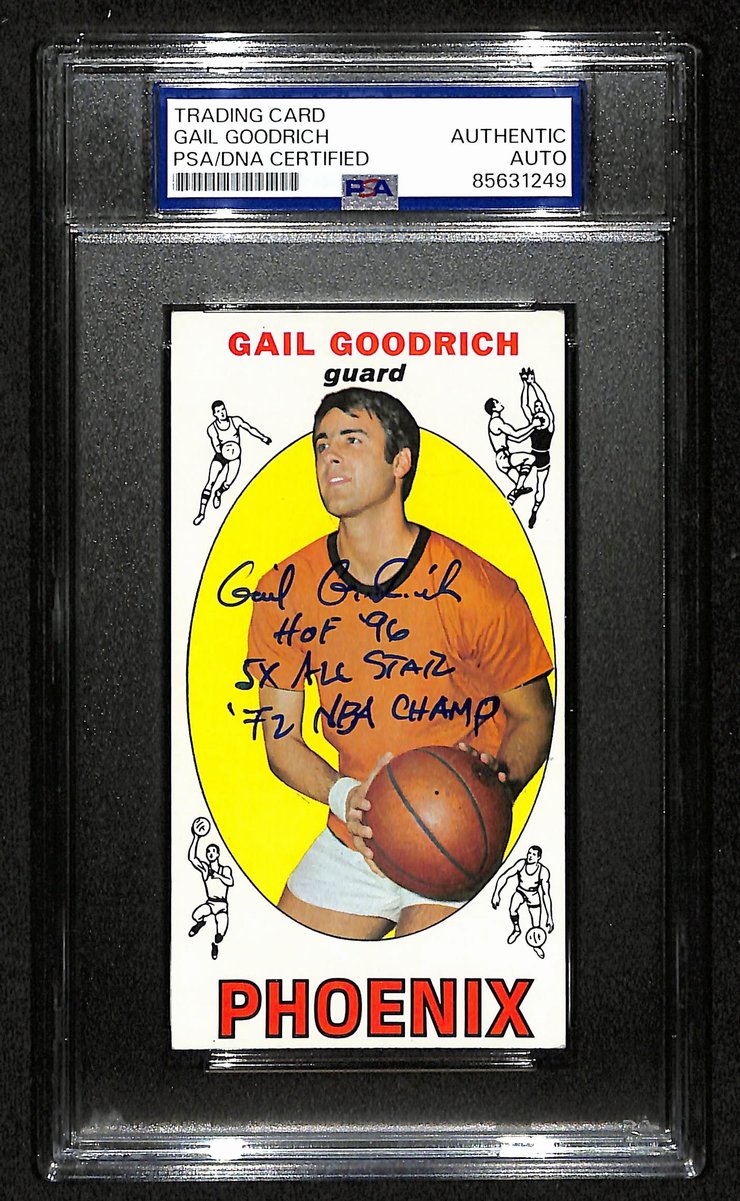 Gail Goodrich HOF Signed/Inscr 1969-70 TOPPS RC Card #2 Suns PSA/DNA 201342