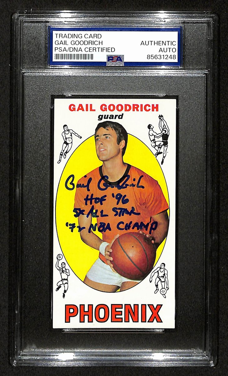 Gail Goodrich HOF Signed/Inscr 1969-70 TOPPS RC Card #2 Suns PSA/DNA 201343