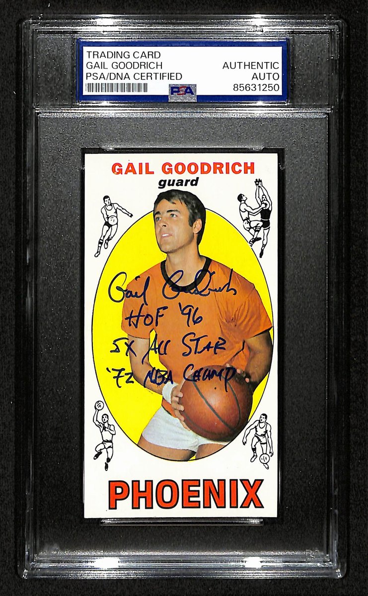Gail Goodrich HOF Signed/Inscr 1969-70 TOPPS RC Card #2 Suns PSA/DNA 201344