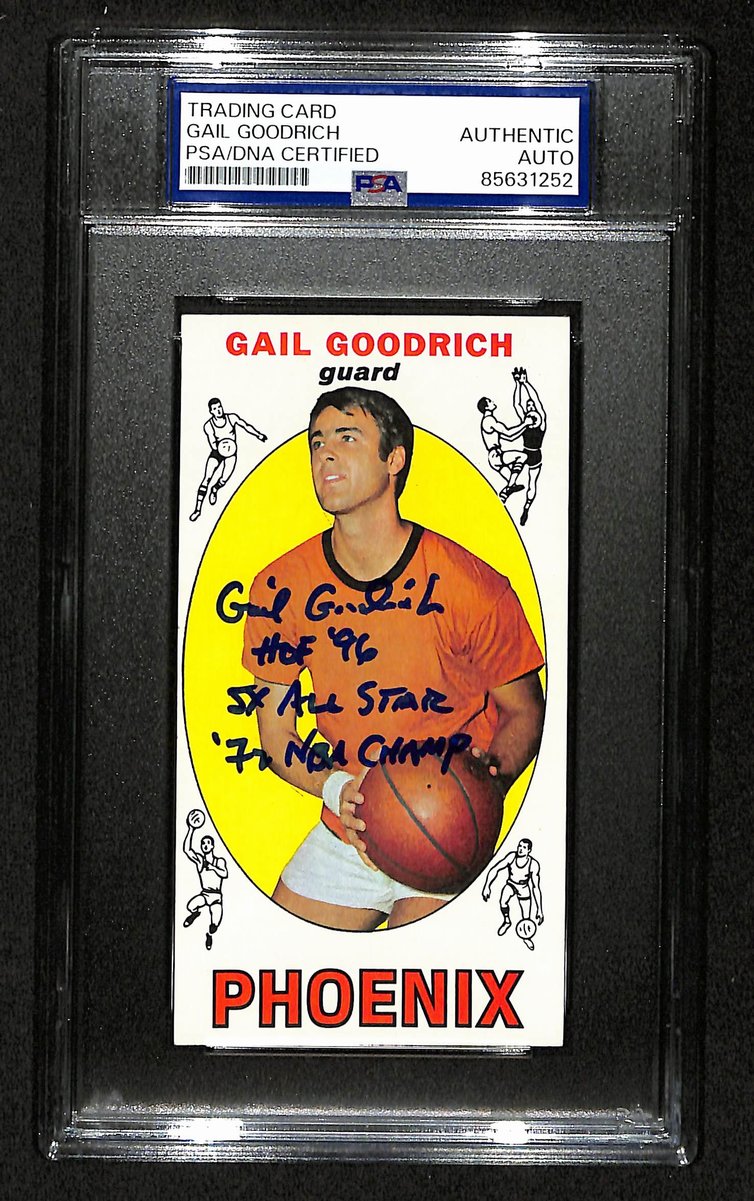 Gail Goodrich HOF Signed/Inscr 1969-70 TOPPS RC Card #2 Suns PSA/DNA 201346