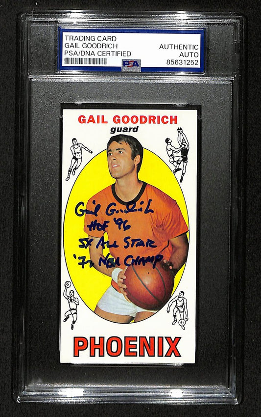 Gail Goodrich HOF Signed/Inscr 1969-70 TOPPS RC Card #2 Suns PSA/DNA 201346