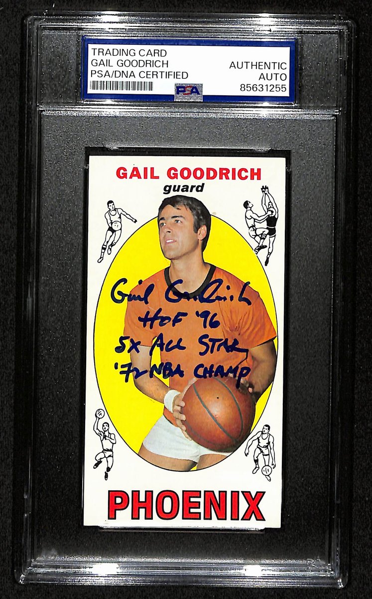 Gail Goodrich HOF Signed/Inscr 1969-70 TOPPS RC Card #2 Suns PSA/DNA 201348