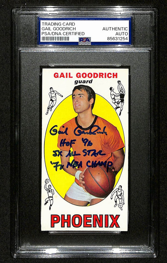Gail Goodrich HOF Signed/Inscr 1969-70 TOPPS RC Card #2 Suns PSA/DNA 201349