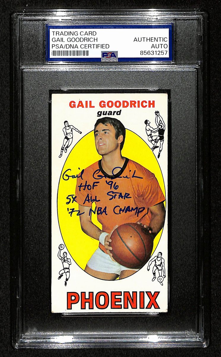 Gail Goodrich HOF Signed/Inscr 1969-70 TOPPS RC Card #2 Suns PSA/DNA 201350