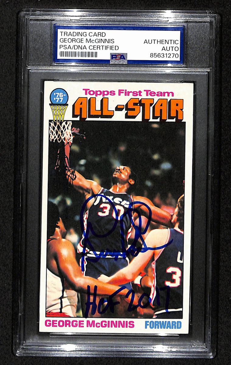 George McGinnis HOF Signed/Inscr 1976-77 TOPPS Card #128 76ers PSA/DNA 201351