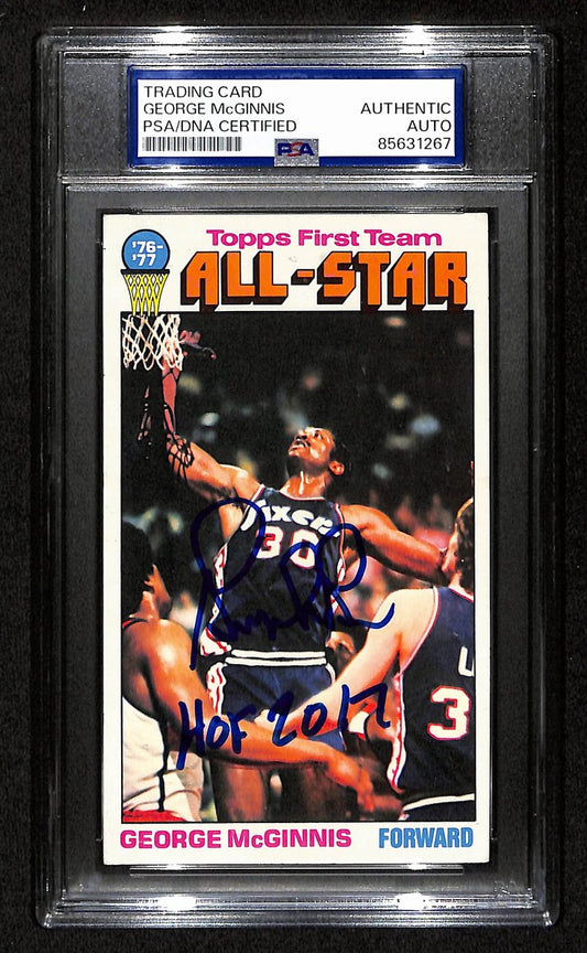 George McGinnis HOF Signed/Inscr 1976-77 TOPPS Card #128 76ers PSA/DNA 201360
