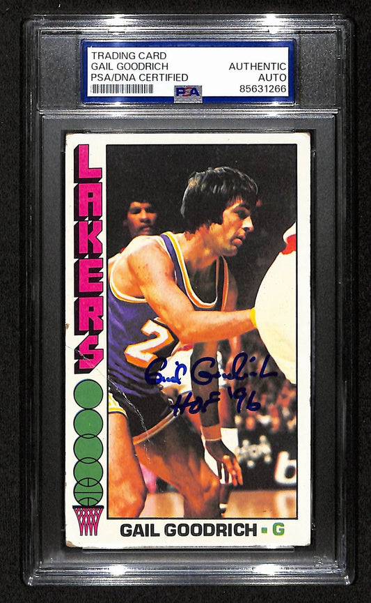 Gail Goodrich HOF Signed/Inscr 1976-77 TOPPS Card #125 Lakers PSA/DNA 201361