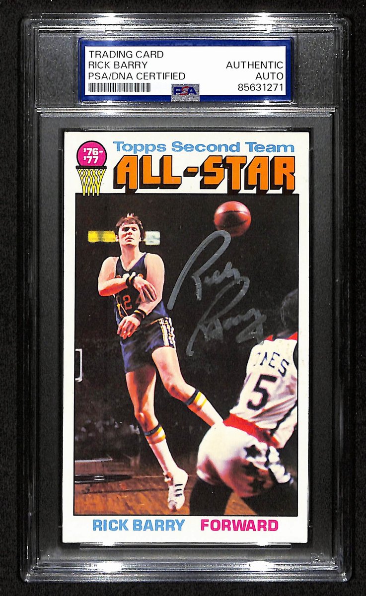 Rick Barry HOF Signed/Auto 1976-77 TOPPS Card #132 Warriors PSA/DNA 201362