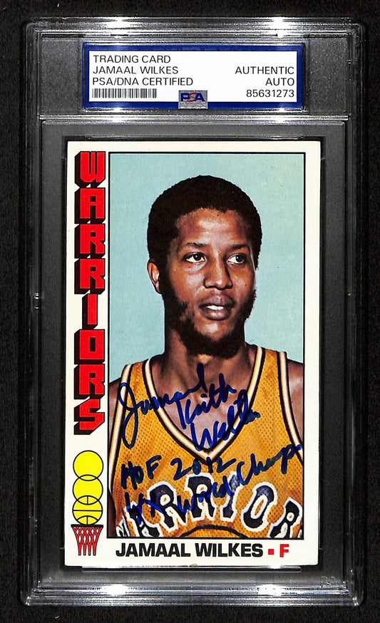 Jamaal Wilkes HOF Signed/Inscr 1976-77 TOPPS Card #16 Warriors PSA/DNA 201363