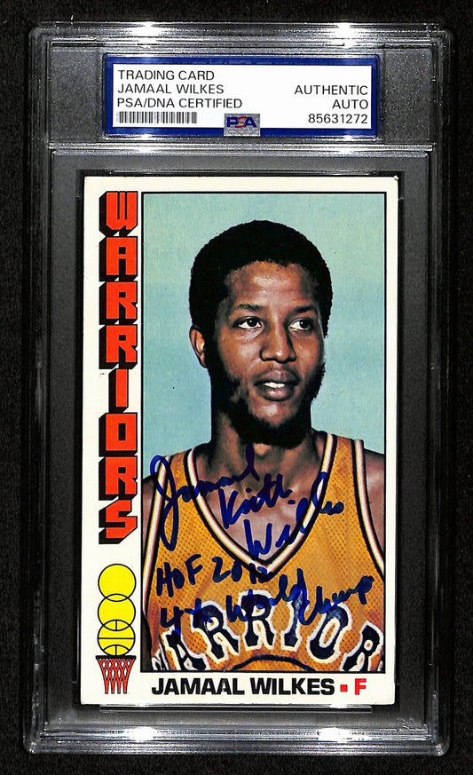 Jamaal Wilkes HOF Signed/Inscr 1976-77 TOPPS Card #16 Warriors PSA/DNA 201364