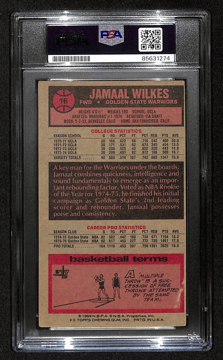 Jamaal Wilkes HOF Signed/Inscr 1976-77 TOPPS Card #16 Warriors PSA/DNA 201365
